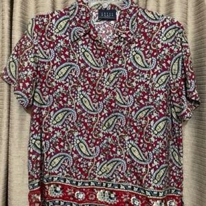 Size Small Crazy Horse (Liz Claiborne Co.) Women's Paisley Blouse with Border